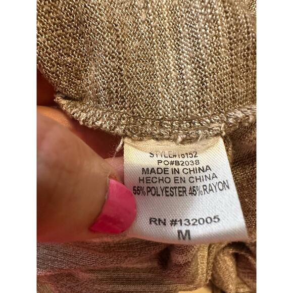 Entro light brown front crossed asymmetrical long sleeves v neck top size M - Picture 6 of 13